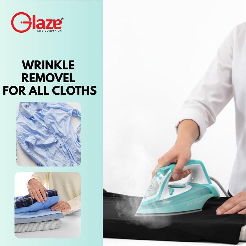 جليز مكواة بخار بقوة 3000 واط - تسخين سريع وقوي مع البخار والرذاذ، قاعدة سيراميك، تحكم قابل للتعديل في درجة الحرارة، نظام مضاد للتكلس، لون فيروزي - Image 3